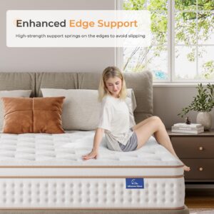 Vesgantti King Mattress, 14 Inch Memory Foam Hybrid Mattress in a Box with Individual Pocket Spring, King Size Mattress for Pressure Relief, Motion Isolation, Medium Firm Support