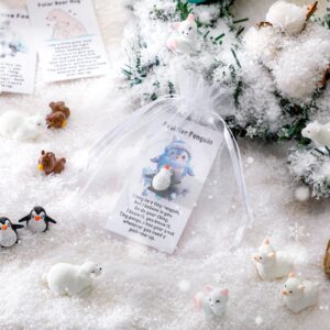 Suzile 50 Set Employee Appreciation Gifts Bulk Winter Polar Animal Figures Thank You Holiday Gift Pun Inspirational Cards for Coworker Funny Resin Penguin Polar Bear Fox Alpaca Pony Office Favor