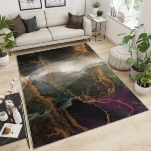 Area Rug 2x3 Rug for Entryway Abstract Black Rug, Fashion Modern Living Room Rugs, Thin Rug Non Slip Soft Low Pile Washable Carpet for Bedside Entrance Bedroom Sink