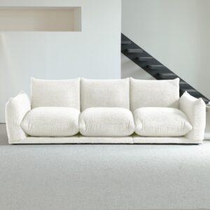 Luoxiao Modular Sectional Sofa 3 Seater Sectional Couch Luxury Modern Cloud Couch Oversized Convertible Sofa Fluffy Boucle Floor Sofa for Living Room, Apartment, White 3 Seater Seat