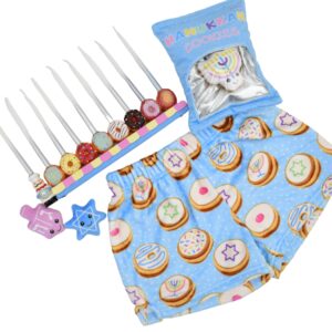 iscream Hanukkah Cookies 10" x 6" Holiday Fleece Play Pillow Set with Dreidel, Menorah and Star Cookies