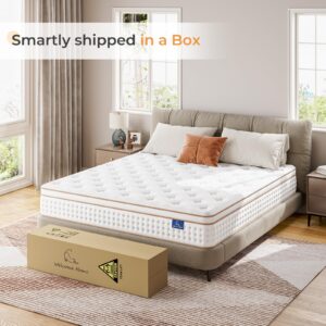 Vesgantti Full Mattress, 10 Inch Memory Foam Hybrid Mattress in a Box with Individual Pocket Spring, Full Size Mattress for Pressure Relief, Motion Isolation, Medium Firm Support