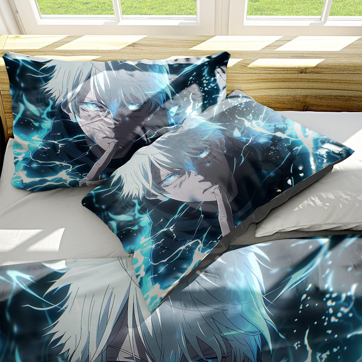 GSHLGAO Anime Duvet Cover Set, Japanese Anime Bedding Set, Anime Themed Bedroom Decoration Bed Set for Kids, Teens, Boys, and Girls, with 2 Pillowcases (image1,Twin 68x86in + 20x30in*2)