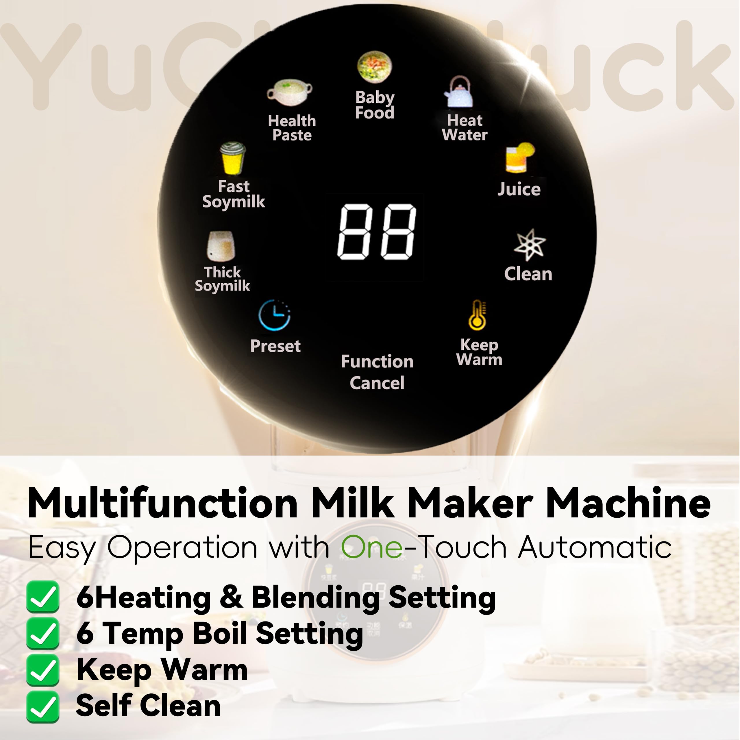 Automatic Nut Milk Maker, 47oz Soy Milk Maker,Almond Milk Maker,Oat, Coconut, Soy, Plant Based Milks,Baby Food,Electric Bean and Nut Milk Machine with Delay Start/Keep Warm/Self-Cleaning/Boil Water