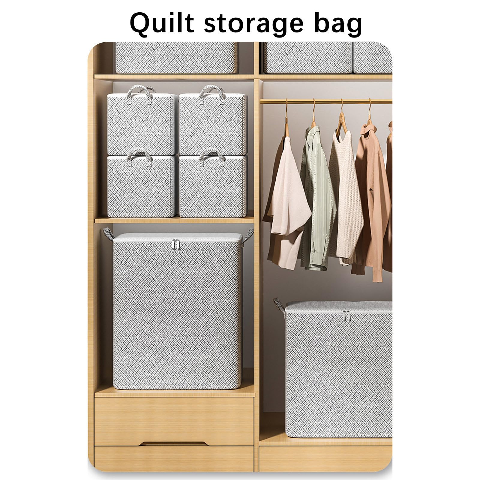 Heavy Duty Storage With Reinforced Handles Extra Large Storage Bags For Clothes Tote Bag Thickened Double Zipper For Space Saving Travel (48 * 44 * 48cm)