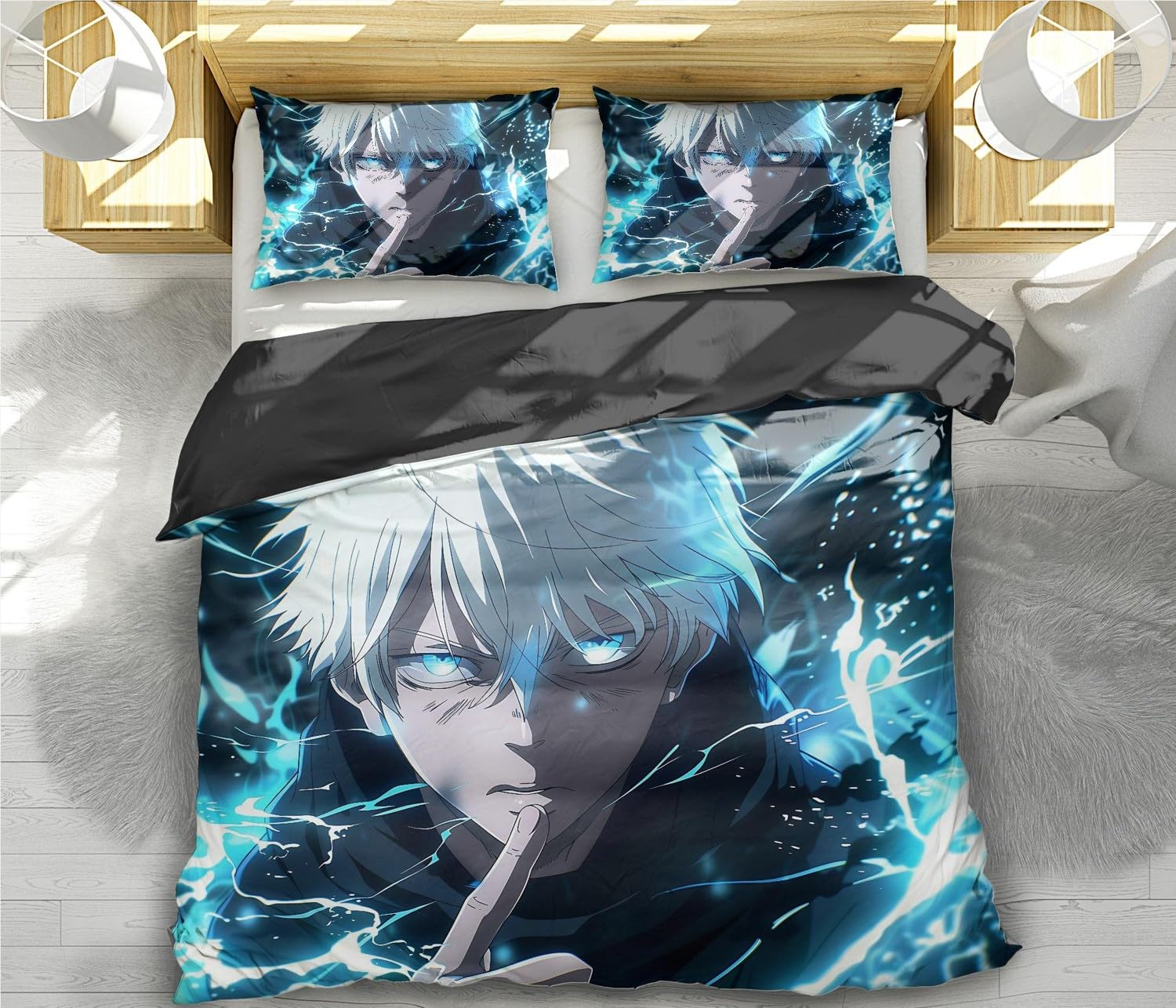 GSHLGAO Anime Duvet Cover Set, Japanese Anime Bedding Set, Anime Themed Bedroom Decoration Bed Set for Kids, Teens, Boys, and Girls, with 2 Pillowcases (image1,Twin 68x86in + 20x30in*2)