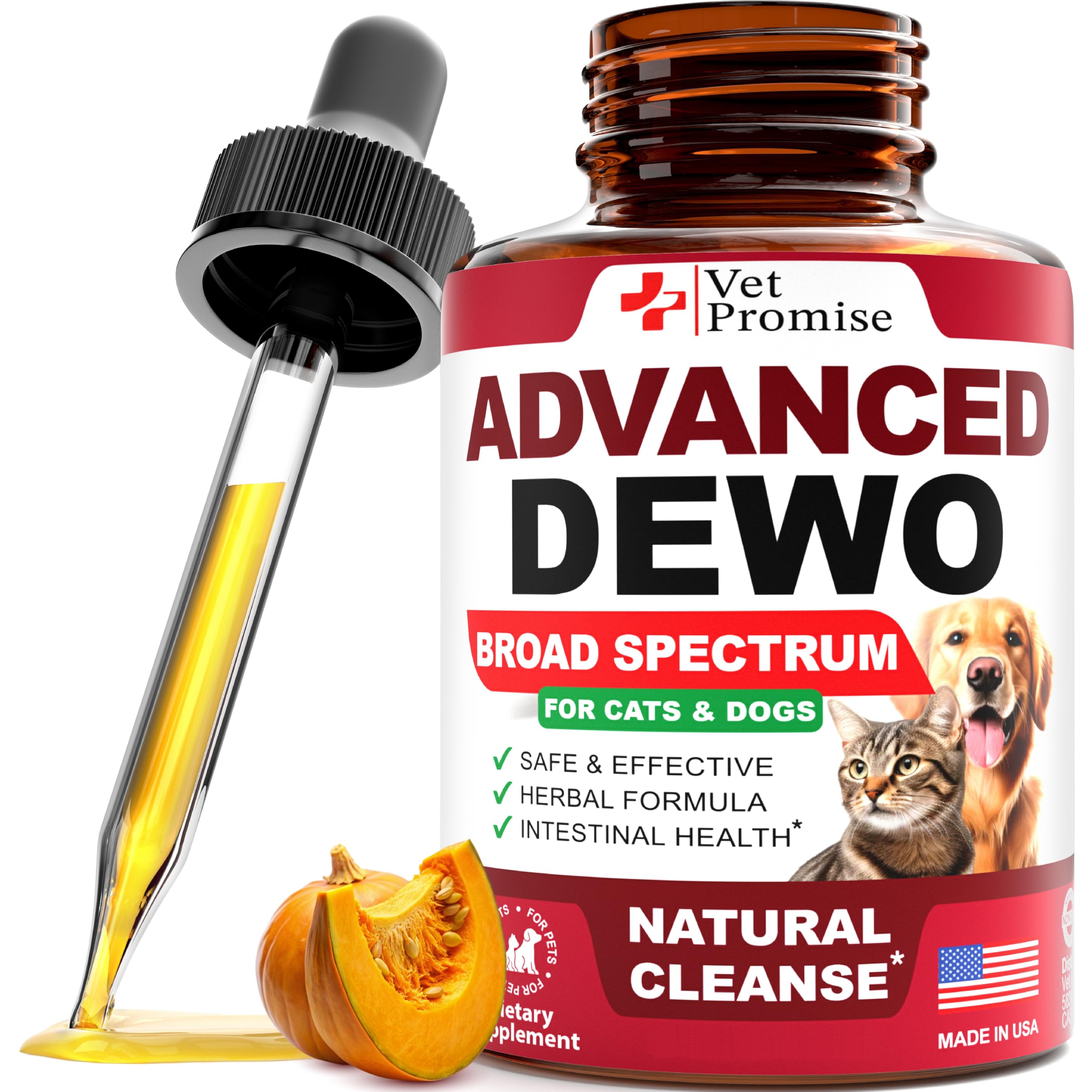 Cats & Dogs Natural Broad Spectrum Drops - Liquid Herbal Medicine - Helps Remove Toxins - Supplement Drops - All Breeds and Sizes - Non-GMO - Made in USA