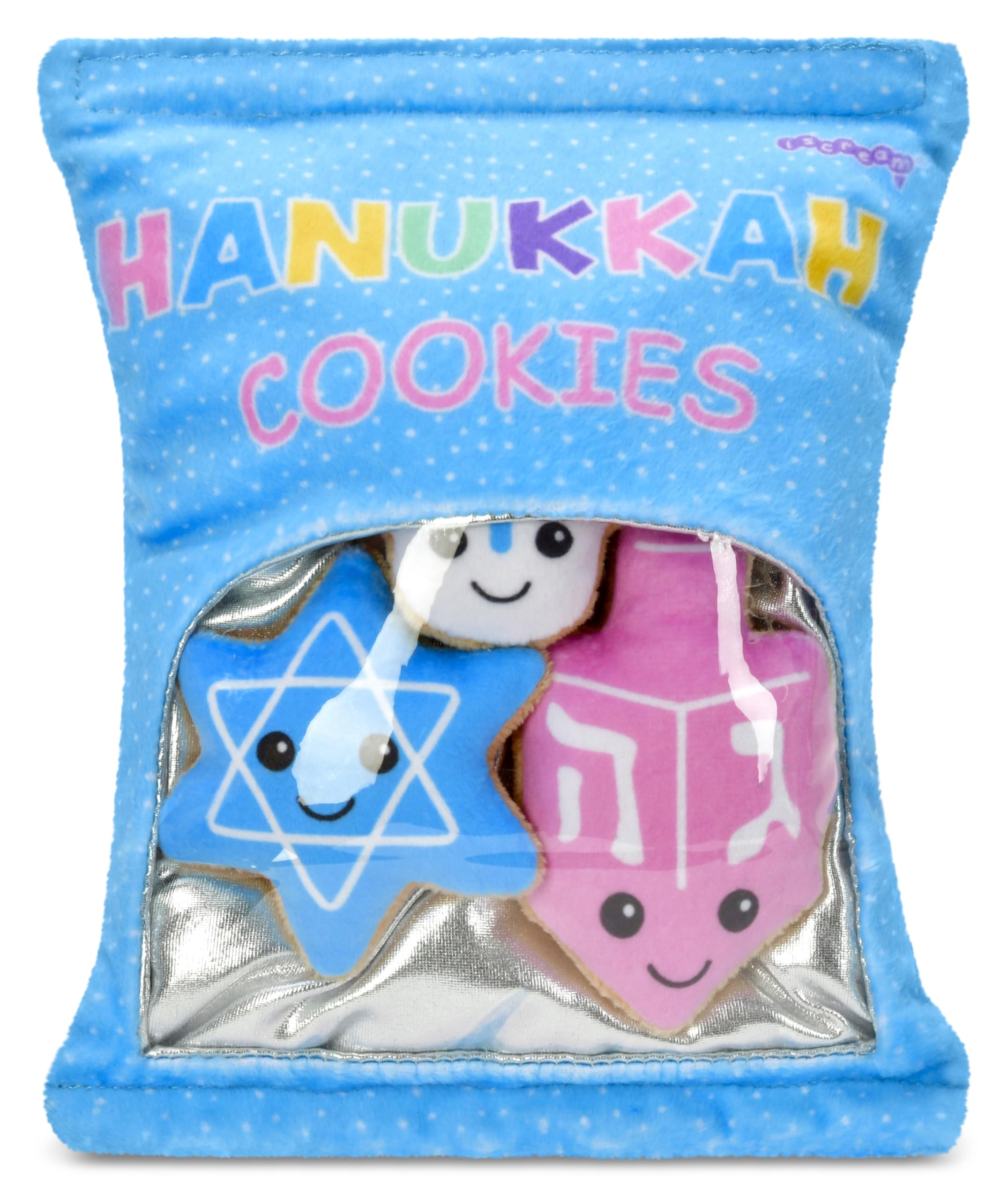 iscream Hanukkah Cookies 10" x 6" Holiday Fleece Play Pillow Set with Dreidel, Menorah and Star Cookies