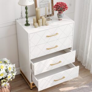 Patikuin 4 Drawer Dresser Dresser for Bedroom Wooden, Chest of Drawers White Dresser with Metal Handle, White Dresser for Bedroom,Living Room,Hallway and Entryway