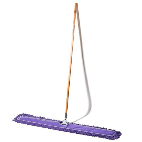 Tidy Tools 48 Inch Purple Dust Mop with Wood Handle and 48 Inch Purple Dust Mop Refill Bundle - 2 Mop Sets and 4 Refills