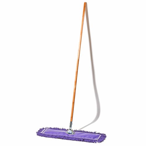 Tidy Tools 24 Inch Purple Dust Mop with Wood Handle and 24 Inch Purple Dust Mop Refill Bundle - 6 Mop Sets and 6 Refills