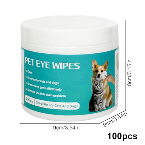 Tear Stain Wipes, Eye Cleaner Pads, 100 Count Dog Eye Cleaner Tear Stain Remover, Eye Cleaning Wipes, Convenient Cleaning Pads, Eye Cleaning Wipes, Grooming Kit, Tear Stain Pads for Pets,