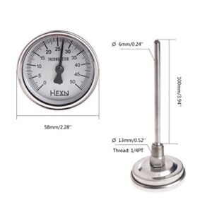 QIXIAMO Pipeline Thermometer 50/100/150/200/300℃ Bi-Metallic Metal Temperature Gauge for Pipeline Industrial Use