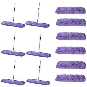 tidy tools 24 inch purple dust mop with extendable handle and 24 inch purple dust mop refill bundle - 6 mop sets and 6 refills