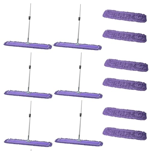 Tidy Tools 36 Inch Purple Dust Mop with Extendable Handle and 36 Inch Purple Dust Mop Refill Bundle - 6 Mop Sets and 6 Refills