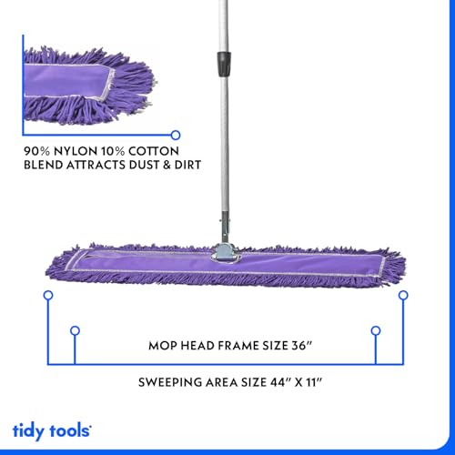 Tidy Tools 36 Inch Purple Dust Mop with Extendable Handle and 36 Inch Purple Dust Mop Refill Bundle - 6 Mop Sets and 6 Refills