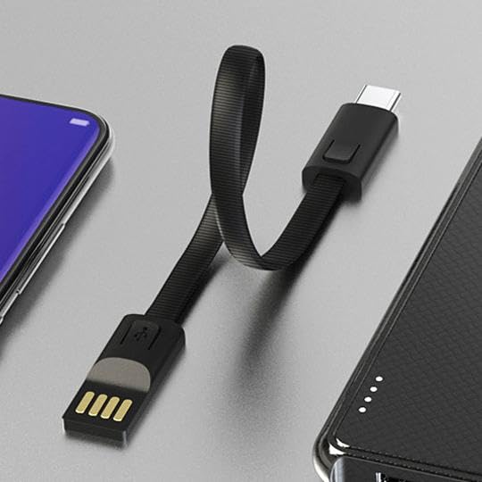 BoxWave Cable Compatible with Tera Android 11 Barcode Scanner (P600) - USB Type-C Keychain Charger, Key Ring USB Type-C to Type-A 8 in USB Cable - Jet Black