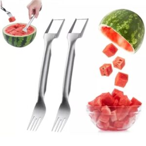 2-in-1 Watermelon Fork Slicer Cutter Slicer Tool, Dual Head Fruit Cutter, Watermelon Fork Slicer Cutter