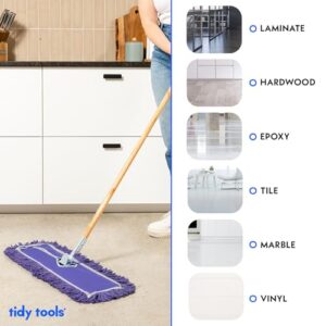 Tidy Tools 48 Inch Purple Dust Mop with Wood Handle and 48 Inch Purple Dust Mop Refill Bundle - 2 Mop Sets and 4 Refills