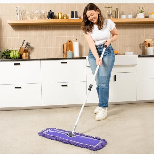 Tidy Tools 24 Inch Purple Dust Mop with Extendable Handle and 24 Inch Purple Dust Mop Refill Bundle - 6 Mop Sets and 6 Refills