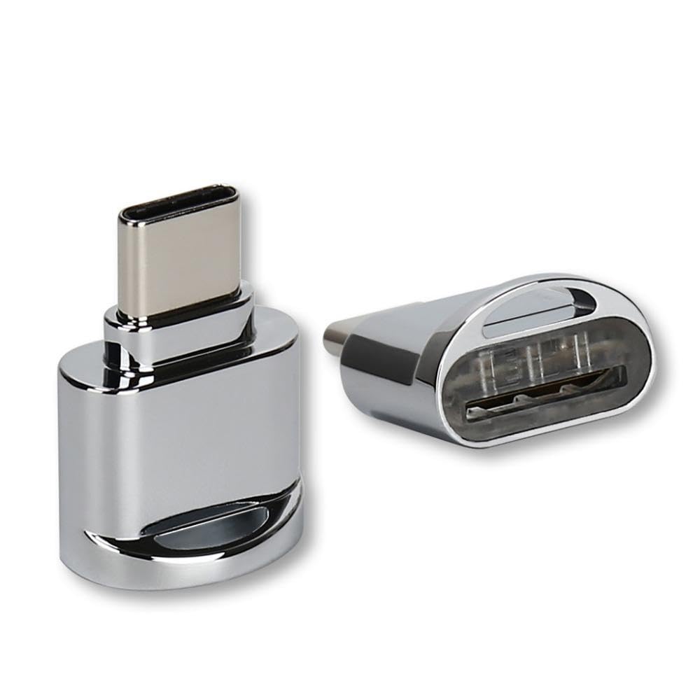 BoxWave Adapter Compatible with Tera Android 11 Barcode Scanner (P600) - Micro SD Card miniReader, USB Type-C OTG Reader USB3.0 Adapter Keychain - Metallic Silver