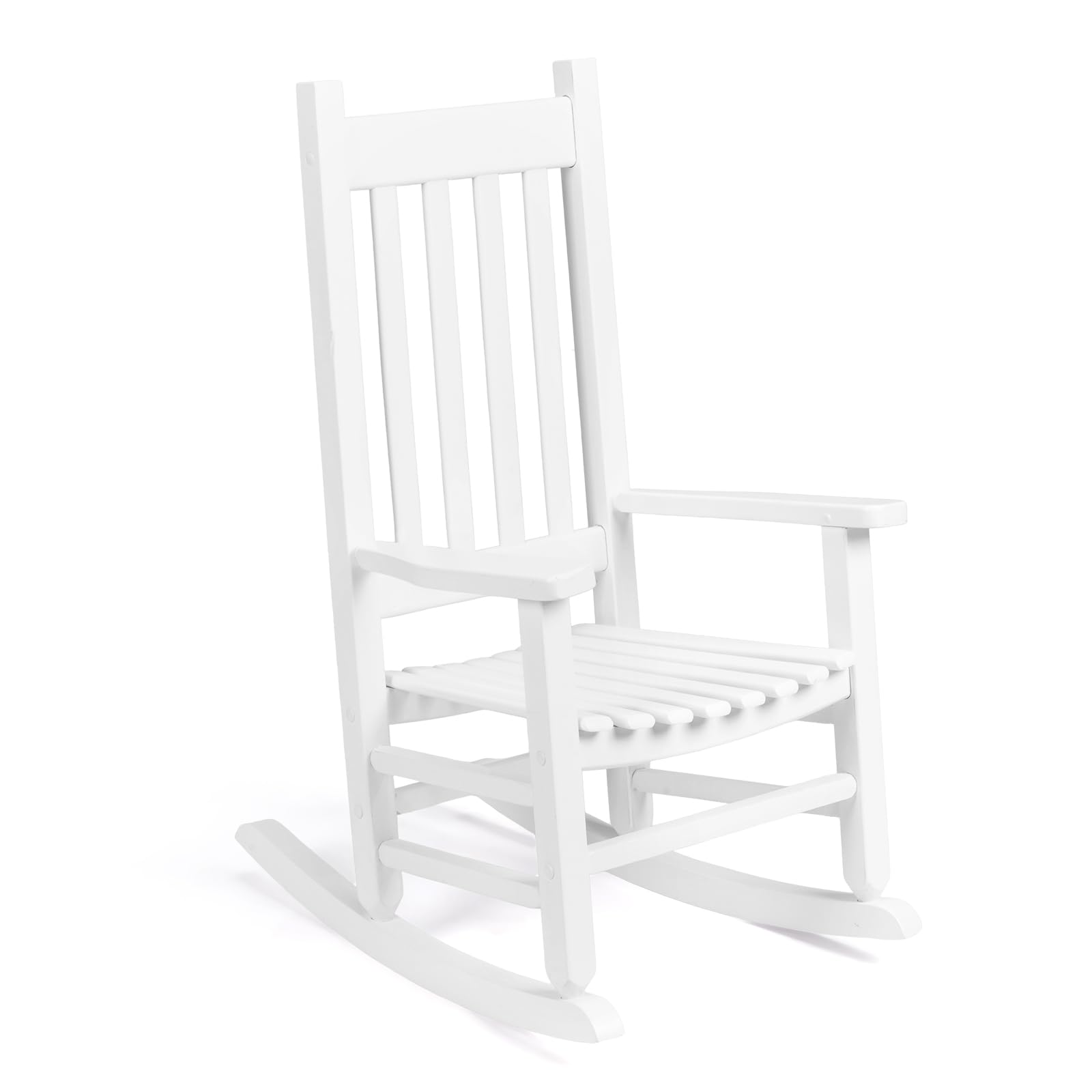 VINGLI Outdoor Child’s Rocking Chair, All Weather Wooden Rocking Chair with High Backrest, Patio Rocker for Garden, Yard, Balcony, Wooden Rocker for 3-9 Years Old, White