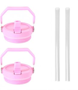 30 oz tumbler flip straw lid replacement fit compatible with stanley iceflow cup,2 pcs spill proof splash resistant and leak proof lids,reusable tumbler cover compatible with stanley 30 oz cup (pink)