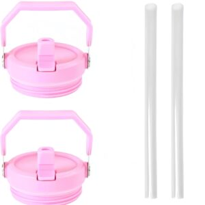 30 oz Tumbler Flip Straw Lid Replacement Fit Compatible with Stanley IceFlow Cup,2 PCS Spill Proof Splash Resistant and Leak Proof Lids,Reusable Tumbler Cover Compatible with Stanley 30 oz Cup (Pink)