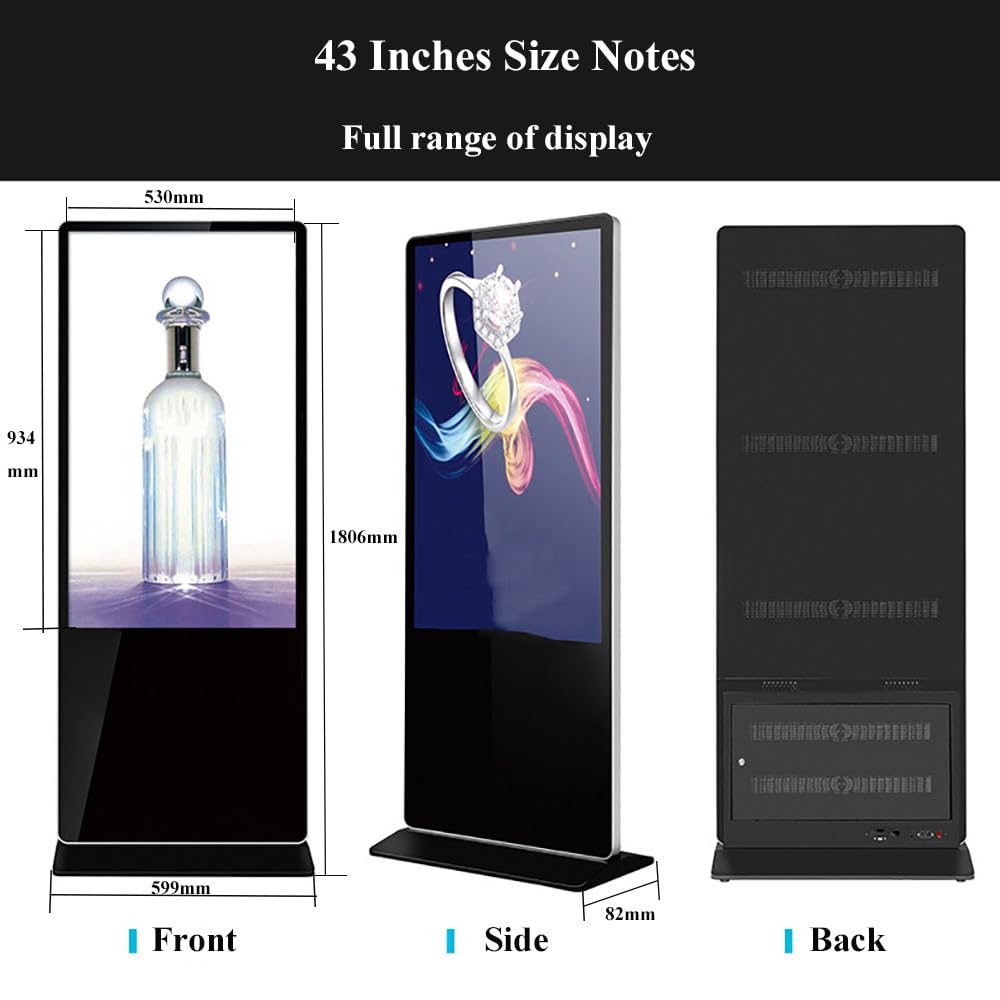 32 Inch Digital Signage Kiosk,Vertical Floor Standing Touch Screen Advertising Machine,0.121cbm Automatic Media Player,Indoor Advertising Machine With Wifi,HD Screen,43inches