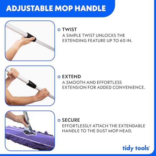 Tidy Tools 24 Inch Purple Dust Mop with Extendable Handle and 24 Inch Purple Dust Mop Refill Bundle - 6 Mop Sets and 6 Refills