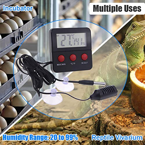 BEAHING Reptile Thermometer Hygrometer Humidity Temperature Sensor Digital Gauge for Reptile Tank Terrariums Incubator Reptile Hygrometer