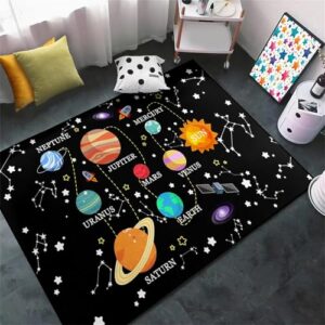 jpsbjwj space rug for kids room - solar system rug outer space rug for kids room galaxy rugs for kids bedroom galaxy planet print rug space themed educational learning area rug for bedroom,2'5''×4'