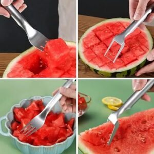 2-in-1 Watermelon Fork Slicer Cutter Slicer Tool, Dual Head Fruit Cutter, Watermelon Fork Slicer Cutter