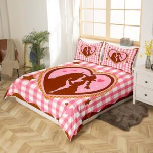 Feelyou Kids Western Cowgirl Duvet Cover Twin Size, West Cowboy Bedding Set Boys Girls Dreamy Princess Comforter Cover Cute Horse Bedspread Cover Quilt Cover (No Comforter)