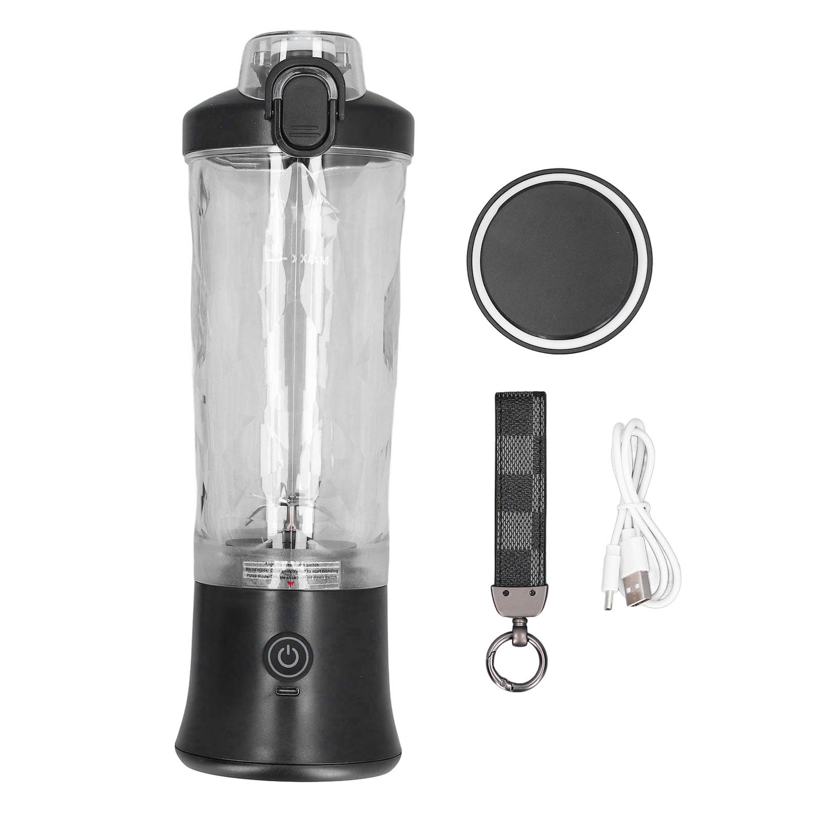 Portable Blender 150W 600ml 18000rpm USB Rechargeable Mini Juicer Cup Electric Fruit Juice Blender with Stainless Steel Blades for Travel Black