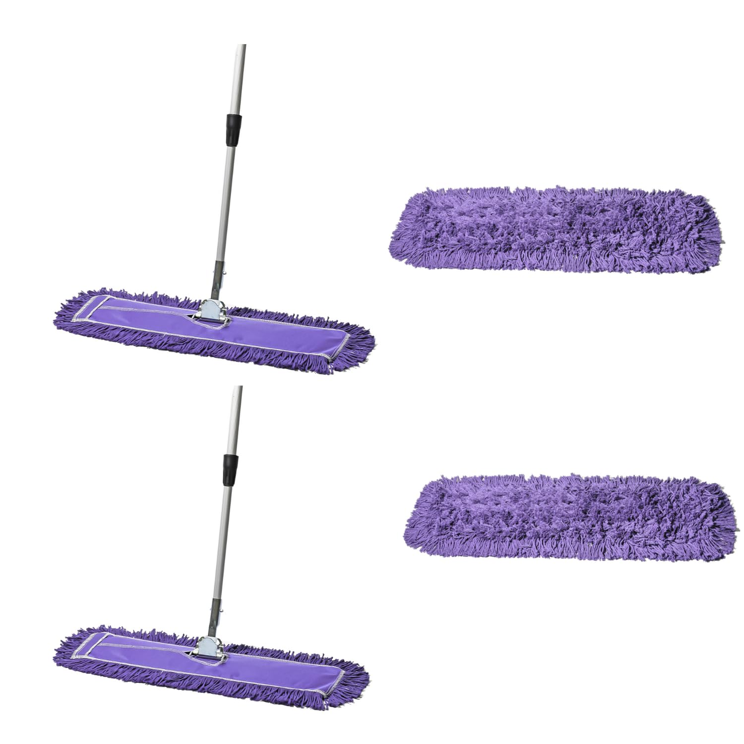 Tidy Tools 24 Inch Purple Dust Mop with Extendable Handle and 24 Inch Purple Dust Mop Refill Bundle - 2 Mop Sets and 2 Refills