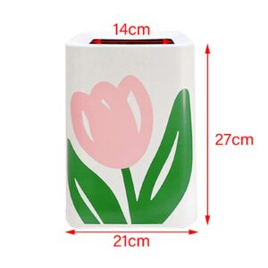 Floral Trash Can Large Mouth Cute Appearance Modern Style Garbage Waste Basket for Kitchen Bathroom Bedroom (Square Small Size)