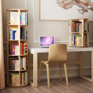 5 Tier Rotating Bookshelf Tower, Spinning Bookcase 360 Revolving Book Shelf, Floor Standing Bookcase Storage Rack for Kids Adults Solid Wood Bookshelf Organizer