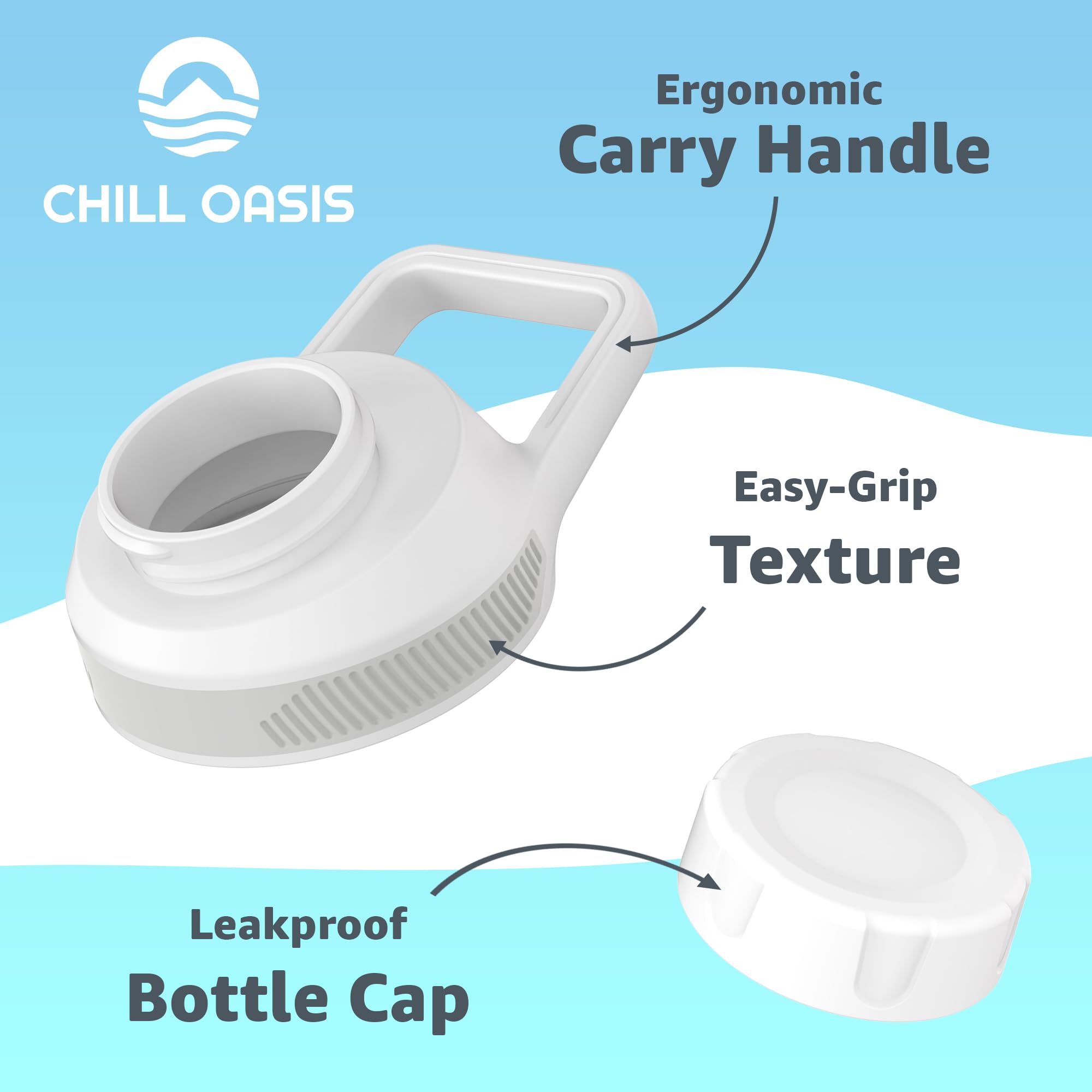 Chill Oasis Replacement Lid For Cirkul Water Bottle | Fits Flavor Cartridges | BPA Free, Leak Proof, and Dishwasher Safe