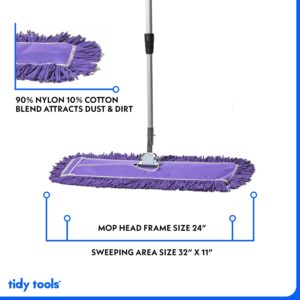 Tidy Tools 24 Inch Purple Dust Mop with Extendable Handle and 24 Inch Purple Dust Mop Refill Bundle - 2 Mop Sets and 4 Refills