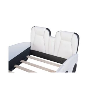 THINK 30 Race Car-Shaped Platform Bed, Platform Bed with Wheels, Twin Size, White