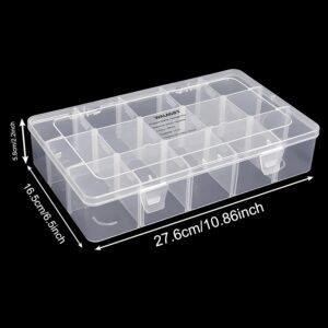 WALAGIFT Storage Organizer with Adjustable Dividers, 15 Grids Plastic Storage, Durable Transparent Compartment Storage Box for Beads, Jewelry, Screws, and Craft Supplies