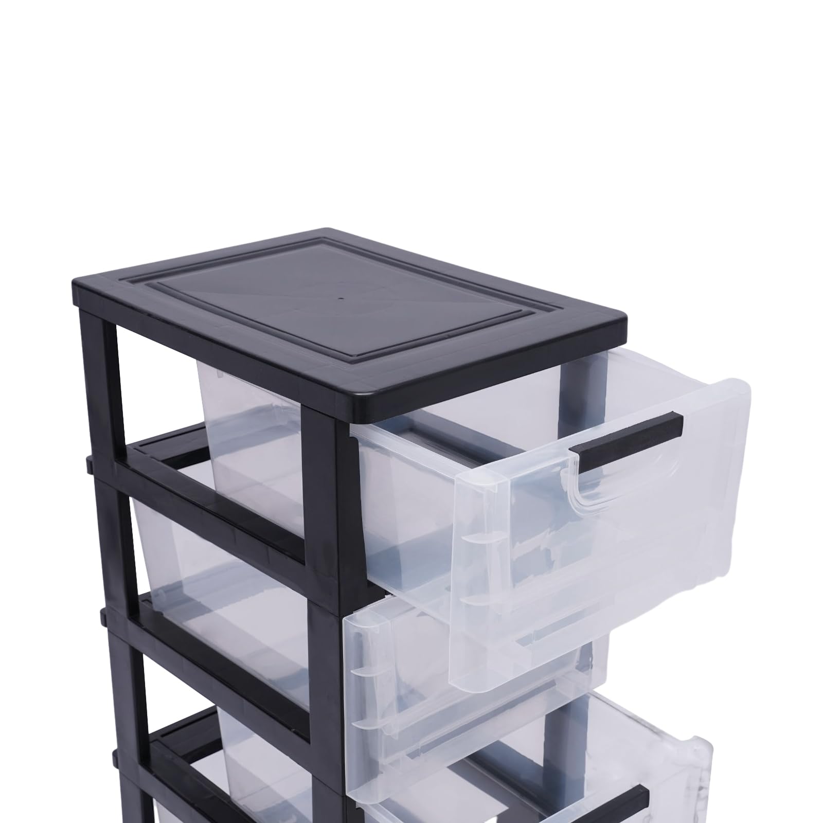 Large Storage Cabinet,5 Tiers Plastic Storage Drawer Cabinet Organizer Storage Box Stackable Movable -Transparent