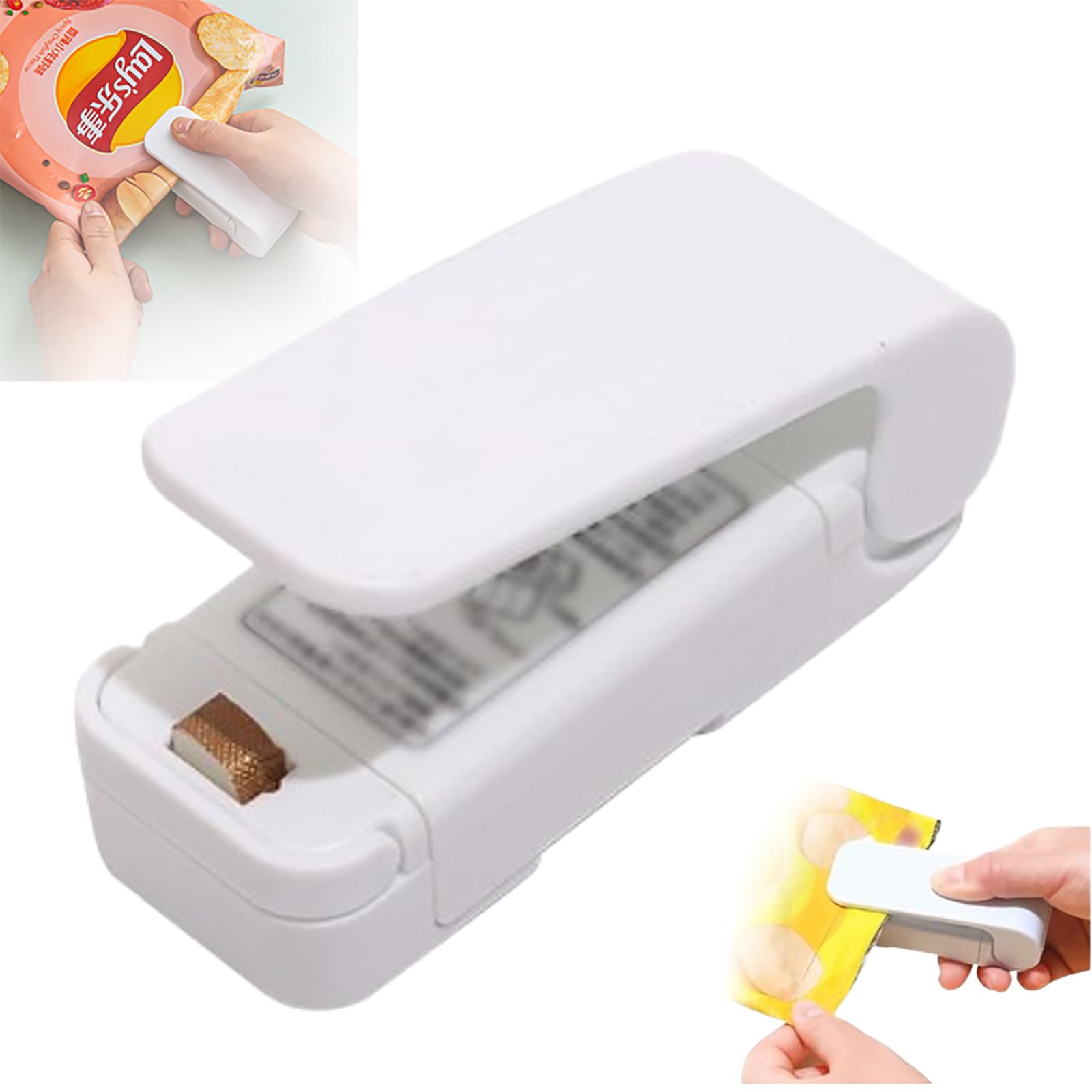 Portable Mini Sealing Machine, 2024 Mini Bag Sealer 2 in 1 Sealer and Cutter Handheld Heat Vacuum Sealer Portable Resealer Machine for Plastic Bags Food Storage Snacks Freshness (White, 1 Pack)