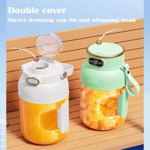 Multifunctional Portable Juicer Cup With Digital Display, Portable Juicer Blender With Direct Drinking Lid, HGwez Multifunctional Portable Juicer Cup, Portable Juicer (Blue, Double Cup+Double Lid)