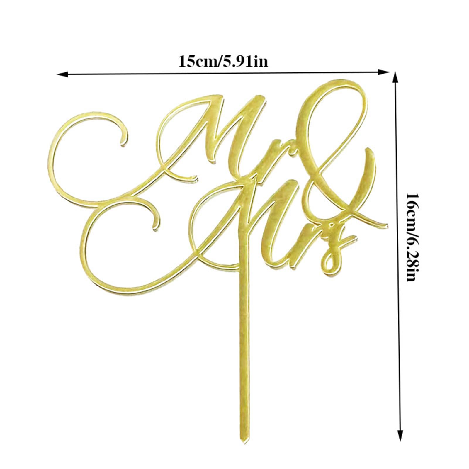 HQKJGSYX Mr and Mrs Cake Toppers Custom Cake Topper Acrylic Wedding Cake Toppers Gold Cake Pick for Bride Shower Anniversary Celebration Engagement Birthday Party Decorations Supplies