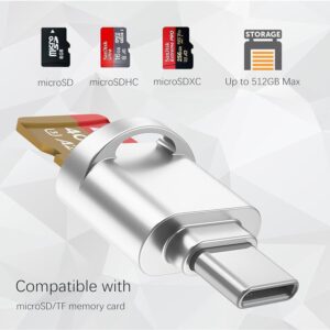 BoxWave Adapter Compatible with Tera Android 11 Barcode Scanner (P600) - Micro SD Card miniReader, USB Type-C OTG Reader USB3.0 Adapter Keychain - Metallic Silver