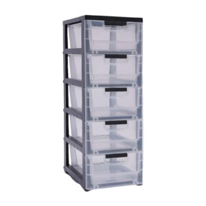 Large Storage Cabinet,5 Tiers Plastic Storage Drawer Cabinet Organizer Storage Box Stackable Movable -Transparent