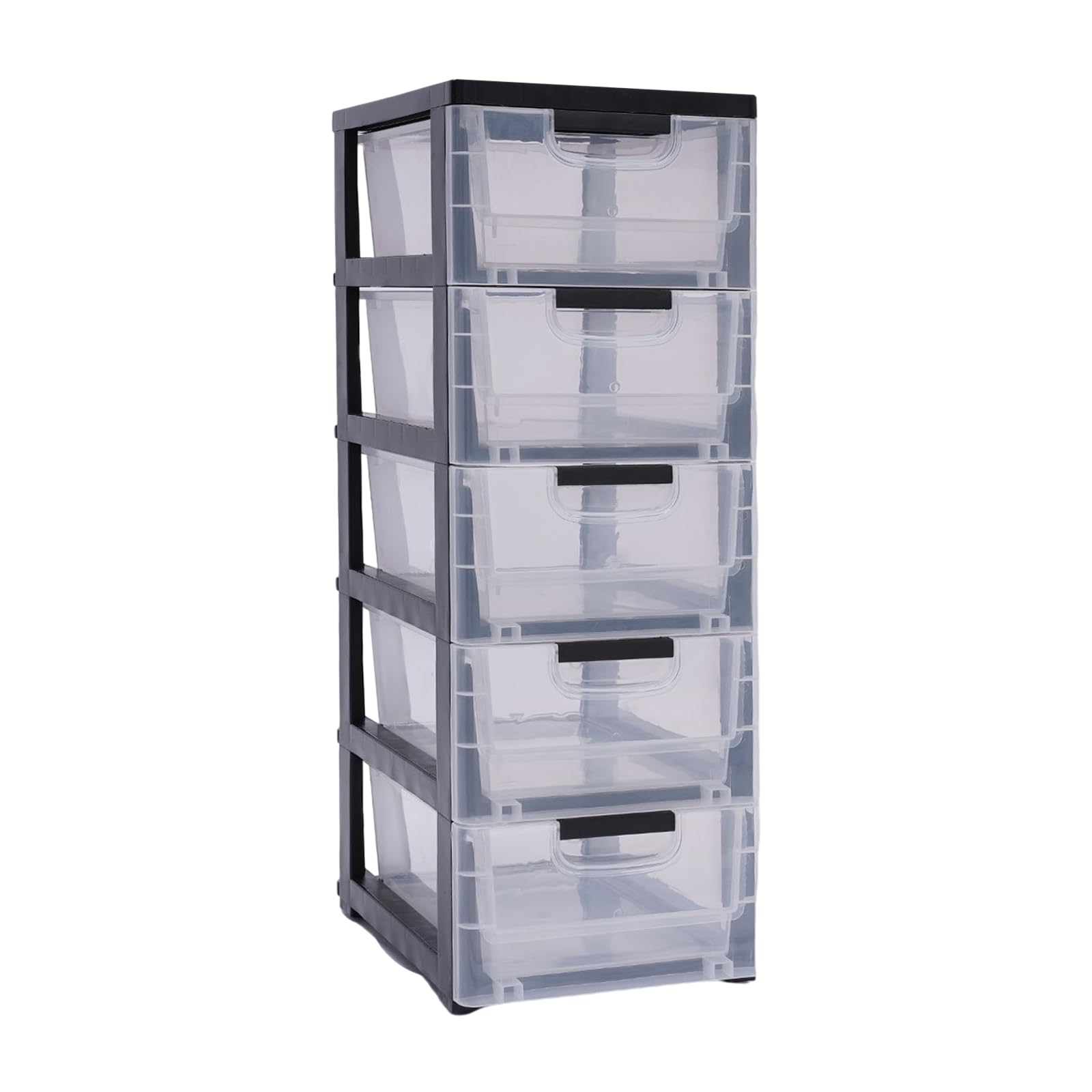 Large Storage Cabinet,5 Tiers Plastic Storage Drawer Cabinet Organizer Storage Box Stackable Movable -Transparent