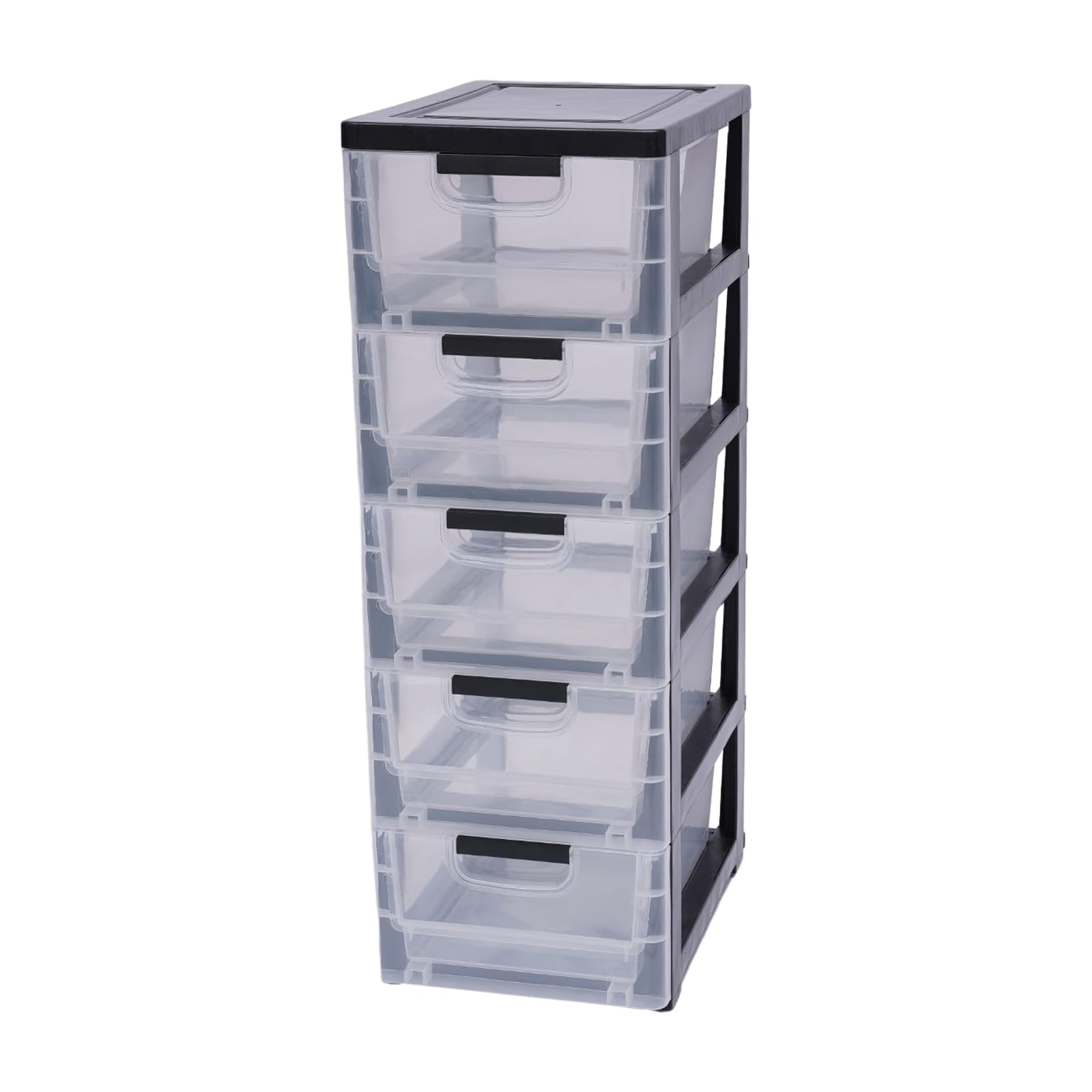 Large Storage Cabinet,5 Tiers Plastic Storage Drawer Cabinet Organizer Storage Box Stackable Movable -Transparent